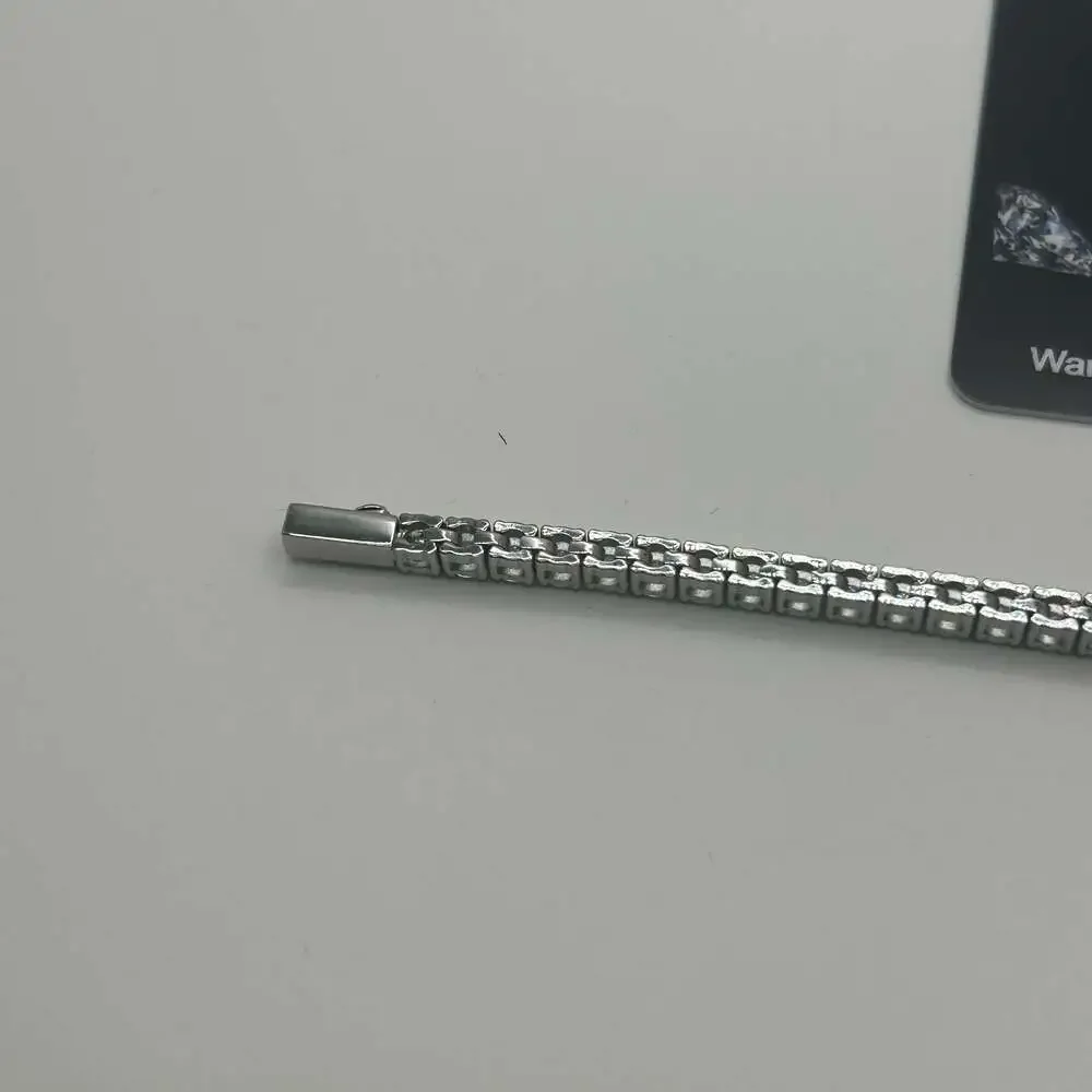 3mm Moissanite Silver Tennis Bracelet 8 Inch GRA Certified Passes Tester VVS1 - Picture 7 of 8